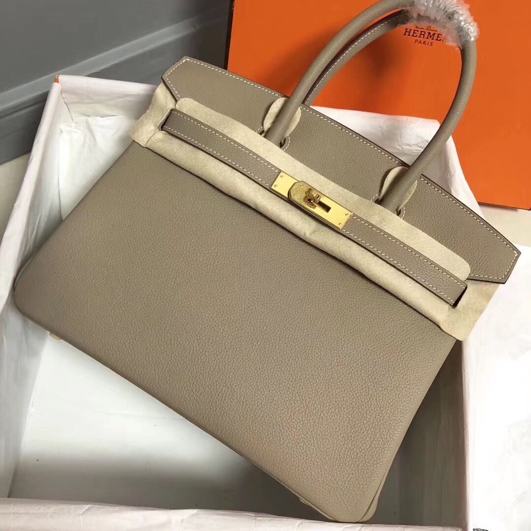 Hermes Birkin 35CM Togo Leather Handbag Origan Grey